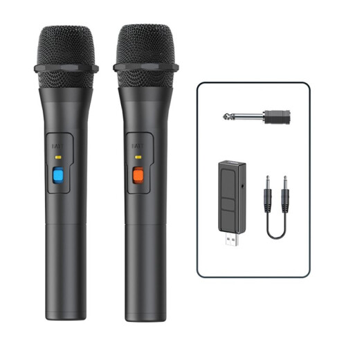 2PCS Wireless Microphone System Kits USB Receiver Handheld Karaoke Microphone Home Party  TV Speaker Singing Mic