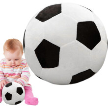 (Black and White) Zachte voetballen voor kinderen binnenshuis, zacht pluche voetbalkussen, gevuld voetbalspeelgoed, sportbalvoetbal voor