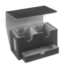Portable Game Magnetic Card Storage Box, Drawer Storage Box with Viewing Window,Card Holder for Magic Game Cards Gray