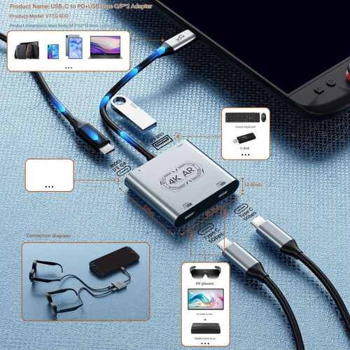 Aluminum Alloy USB Type C Converter PD3.0 Charging Fast Speed 5Gbps Data Sync 1