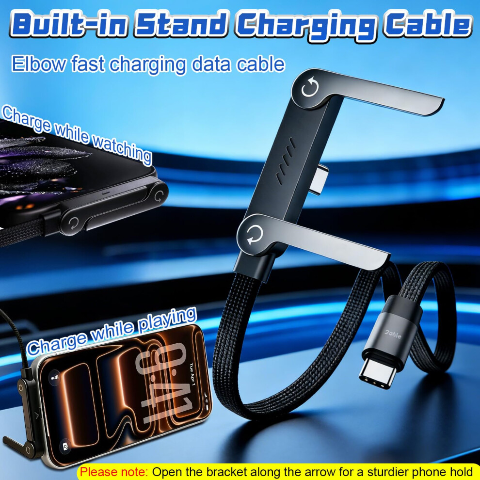 Pipihome 2-In-1 Invisible Stand Charging Cable, 240W Braided Fast Charging Cable With Built-In Phone Stand, T-Shaped Foldable Phone Charger Cables St 5004415292888