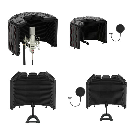 Professional Microphone Isolation Shield Foldable Mics Cover Improve Clear Set of 2 1