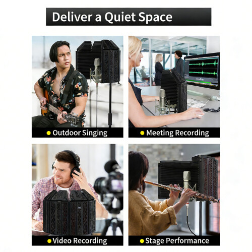 Professional Microphone Isolation Shield Foldable Mics Cover Improve Clear Set of 2 2