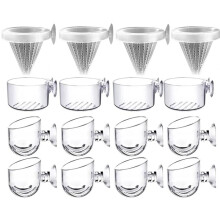 16PCS Aquatic Plant Cups Kit Transparent Acrylic Aquatic Plant Pot Kit with Suction, Aquarium Decoration 3 Shapes