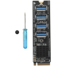 M.2 M-Key Pcie Expansion Cards M.2 to Pci-E X1 4 Port USB3.0 Card Expansion Adapter ASM1184E M.2 Adapter