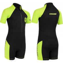 Cressi Little Shark, Wetsuit 2 mm, Shorty Junior Sleeve Short Sleeve-Children, Black / Lime, 7/8 years