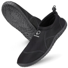 (45) Water Shoes for Beach Ocean, Sea Urchin Protection, Slip-On Neoprene Mesh, Anti-Slip TPR Sole, Quick-Dry, Size 42 Black