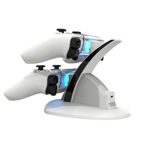 Convenient Wireless Chargers Dock For Gaming Controllers Double Port Fast Charge White 2