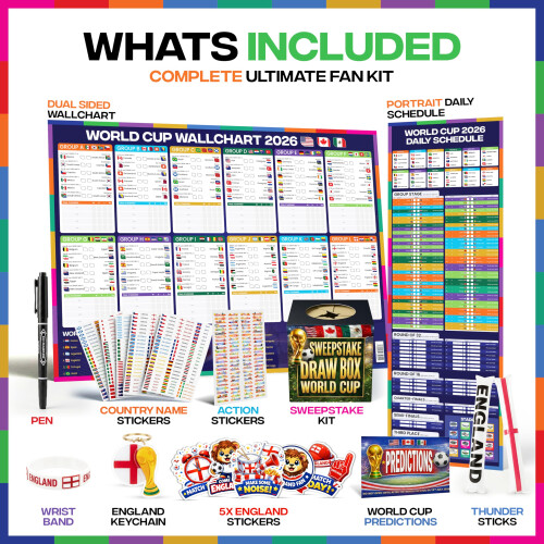 World Cup Wall Chart 2026 Ultimate Fan Kit (England Edition) – A1 1