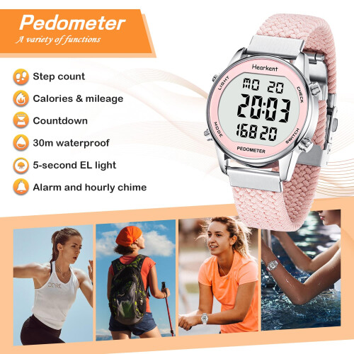 Hearkent Pedometer Watch for Women, Step Tracker with Calories 1