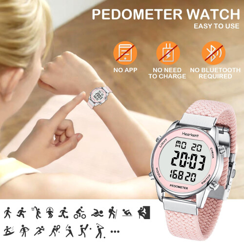 Hearkent Pedometer Watch for Women, Step Tracker with Calories 2