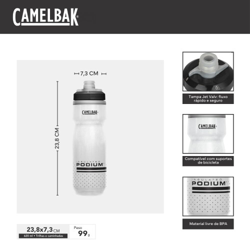 CamelBak Camelbak Podium Chill 21oz White/Black Bottle - 100 White/Natural, 1