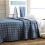(149.86*199.9cm, blue) A Modern Twill 100% Reversible Bed Blanket - Featuring a Three-Layer Thin Cross Pattern, Soft, Lightweight, Breathable 1