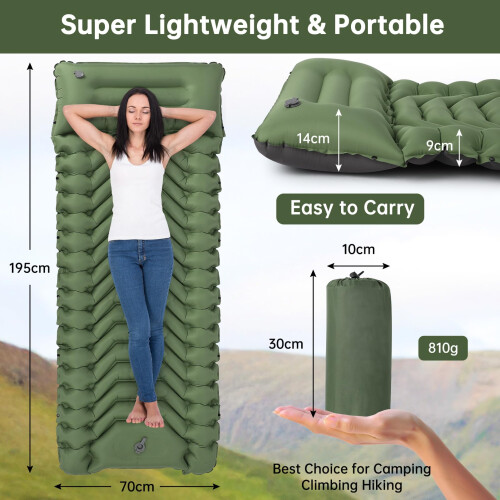 HAUSPROFI Inflating Sleeping Pad for Camping, UltraLight Inflatable 1