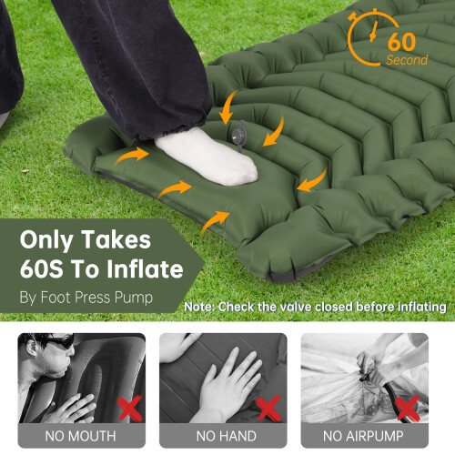 HAUSPROFI Inflating Sleeping Pad for Camping, UltraLight Inflatable 1