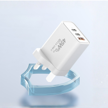 45W GaN Wall Charger, 3-Port Fast Charger - 2x USB-C + USB-A