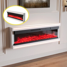 60 Pouces Cheminée électrique 700-1500W - 12 couleurs cheminee Electrique Effet Flamme - 5 Niveaux Réglage Luminosité -Blanc