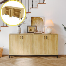 Buffet de cuisine - buffet moderne avec étagères - armoire de rangement classique avec 4 portes - couleur bois naturel - 160x35x80