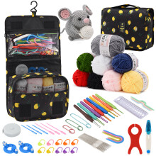 Kit de crochet pour débutants, 63 pièces avec instructions et 8 fils pour crocheter amigurumi, kit de démarrage de crochet portable