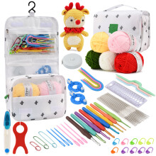 Kit de 59 Fils à Crocheter, accessoires de tricot avec instructions et 5 fils pour crocheter amigurumi, kit de démarrage de crochet