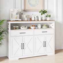 Buffet, Meuble Cuisine Blanc, Meuble de Rangement, Buffet de Cuisine Rangement, 2 tiroirs et 4 Portes, Buffet 14040105cm, Blanc