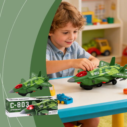 Interactive Electric Lifting Fighter Toy Rotating Realistic Light Aircraft Toy 2