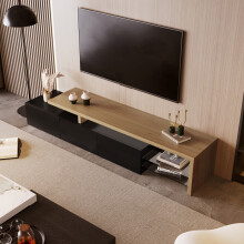 Meuble TV Moderne, Meuble Télé de Salon Éclairage LED, Espace de Rangement Pratique, Buffet pour Salon, Noir