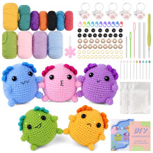 Ensemble de crochet porte-clés Salamandre, DIY Kit Crochet Complet, Kit Crochet pour Enfants Adultes Set Tricot Matériel de Crochet