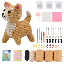 Ensemble au crochet Shiba Inu, Kit Crochet Complet pour Débutants, Kit Crochet pour Enfants Adultes Set Tricot Matériel de Crochet