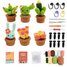 Ensemble de crochet cactus 6 pièces, DIY Kit de Crochet Complet, Kit Crochet pour Enfants Adultes Set Tricot Matériel de Crochet