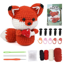 Ensemble crochet renard rouge, DIY Kit de Crochet Complet, Kit Crochet pour Enfants Adultes Set Tricot Matériel de Crochet