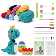 Dinosaur + Dinosaur Egg Crochet Set, DIY Kit de Crochet Complet, Kit Crochet pour Enfants Adultes Set Tricot Matériel de Crochet