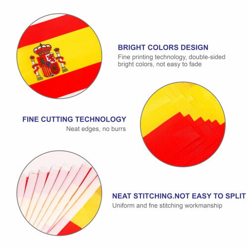 10pcs Mini Spain Flags on Sticks & 2pcs Tattoos, Small Spainish Flag 2