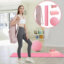 Ensemble de yoga premium - avec sac de transport - Kit complet d'accessoires de yoga pour la maison et le studio - Rose