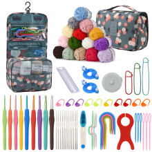 Kit de 69 Fils à Crocheter, accessoires de tricot avec instructions et 15 fils pour crocheter amigurumi, kit de démarrage de crochet