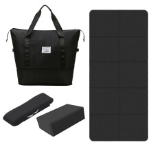 Ensemble de yoga premium - avec sac de transport - Kit complet d'accessoires de yoga pour la maison et le studio - Noir