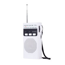 Pocket FM AM Radio Portable Rechargeable Radios with LED Flashlight Support 3.5mm Headphone TF Card White
