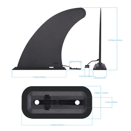 Zocipro 9 Inch Removable Universal Surfboard SUP Fin with Base, Detachable Cente 1