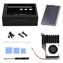 3.5 Inch MHS Touch Screen for Raspberry Pi 5, with Metal Case and Active Cooler Black Radiator