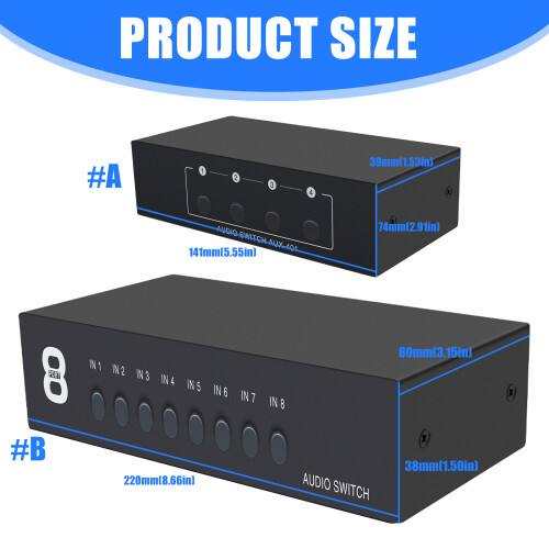 RCAs 3.5mm Metal Audiophiles Input Selectors Box Double Interfaces For Live 4 channels 1