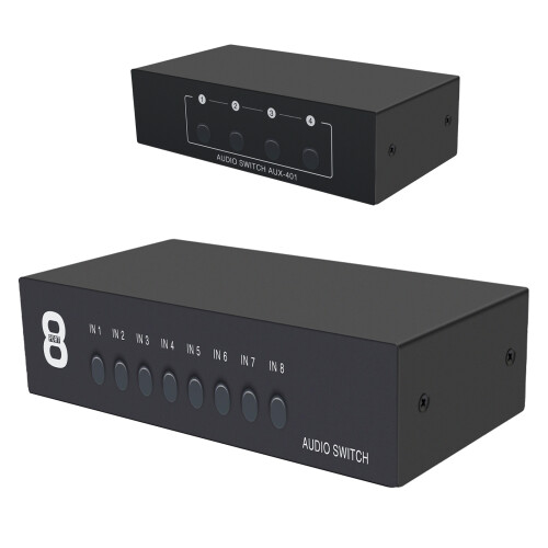 RCAs 3.5mm Metal Audiophiles Input Selectors Box Double Interfaces For Live 4 channels 2