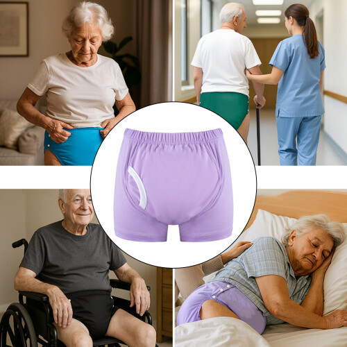 Comfortable Reusables Incontinence Pants Soft Cotton Material For Elderly grey L 2