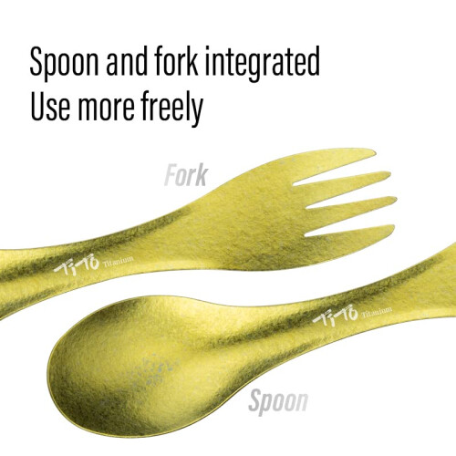 TiTo Titanium Spork 2-in-1 Ultra Lightweight Spoon Fork Tableware for 2