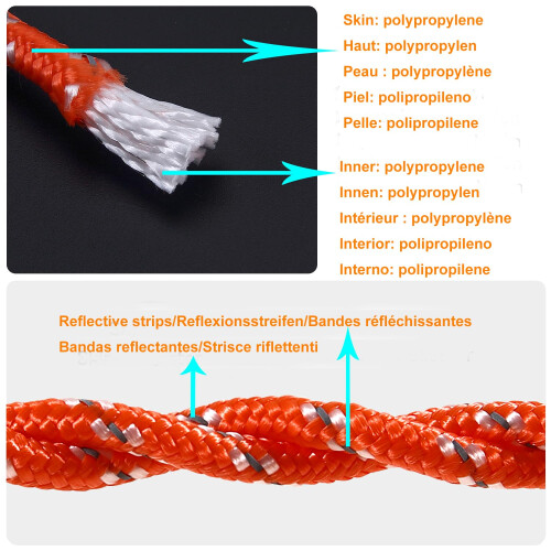 NorthPada Boat Anchor Rope with Hook 5/16 in x 100 ft Floating Orange 1