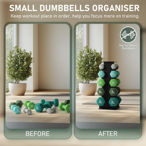 PhysKcal Small Dumbbells Rack, 5-Tier Neoprene Dumbbells Storage 2