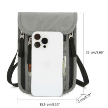 (Black) Neck Pouch Travel Document Holder Passport Holder Travel Wallet Small Travel Crossbody Bag Organisers Passport Bag Light Grey