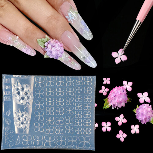 Hydrangea Shape Nail Plate Mold Different Patterns Mini Decoration For Creating
