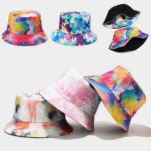 (2) Cotton Bucket Hat Unisex Trendy Lightweight Outdoor Hip Hop Graffiti Rainbow Tie-Dye Summer Reversible Fisherman Cap 6