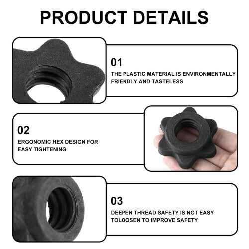 LICQIC Dumbbell Spinlock Collars, Barbell Bar Hexagon Nuts, Spinlock 2