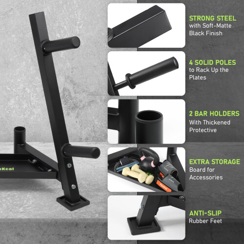PhysKcal H2 Weight Plate Rack, Weight Plate Storage, Bumper Plate 2